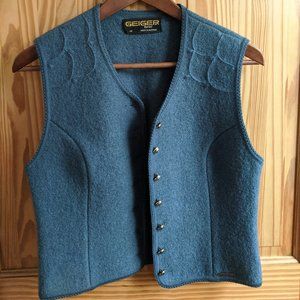 Austrian boiled wool vest (Geiger) - gorgeous blue vintage 80s EU 40 / US 4-6